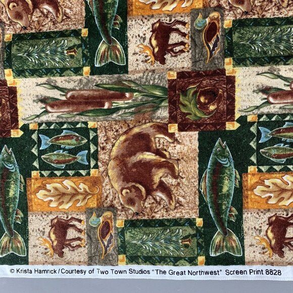 Great Northwest Krista Hamrick Hunting Fishing Cabin Cotton Fabric 1.5 Yards - Picture 4 of 13